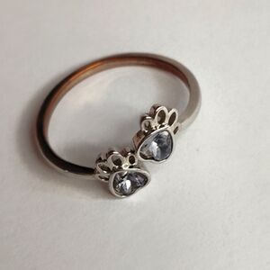 Silver Paw Print Ring Size 9 Adjustable